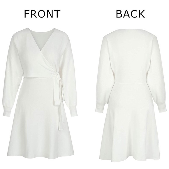 Long Sleeve Sweater Wrap Dress - Picture 3 of 8